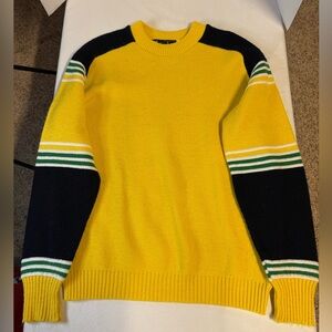 Vintage John Deere Yellow and Black Striped Sweater